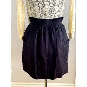 Anthropologie Leifsdottir Silk Skirt Navy Blue Light Blue Aqua Stitching Sz XS